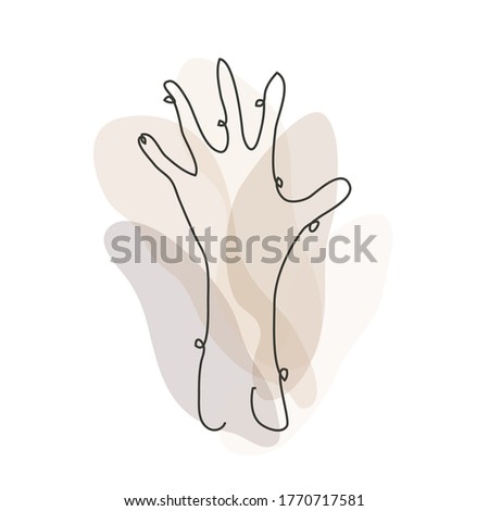 Decorative hand drawn human hand, design element. Can be used for cards, invitations, banners, posters, print design. Continuous line art style