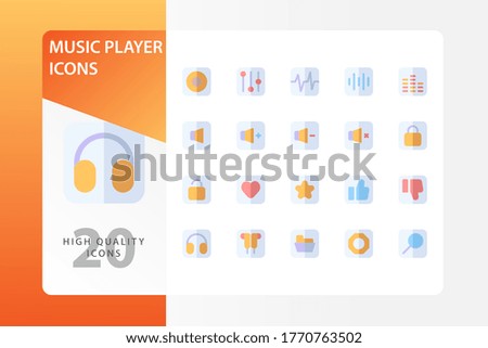 Music Player icon pack isolated on white background. for your web site design, logo, app, UI. Vector graphics illustration and editable stroke. EPS 10.
