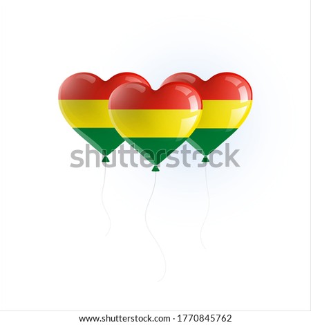 Heart shaped balloons with colors and flag of BOLIVIA vector illustration design. 