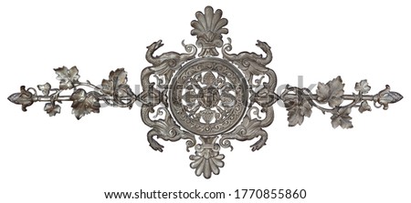 Silver decorative architectural element isolated on white background. Design element with clipping path