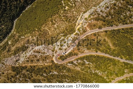 Aerial shot of the Verdon Canyon in a French national park at an altitude of 1 kilometer