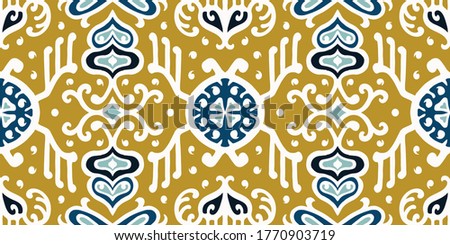 Tribal vector ornament. Seamless African pattern. Ethnic carpet with chevrons. Aztec style. Geometric mosaic on the tile, majolica. Ancient interior. Asian rug. Geo print on textile. Kente Cloth.