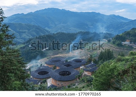Earthen buildings of ancient architectural sites in the mountainous area of Xiamen City, Fujian Province, China