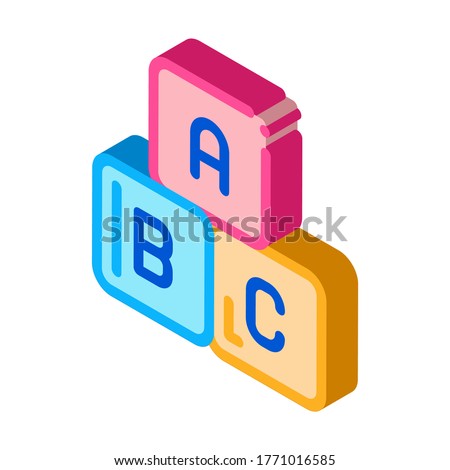Baby Toy Cubes Icon Vector. Isometric Baby Toy Cubes sign. color isolated symbol illustration