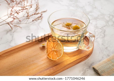 Herbal tea concept on stone background