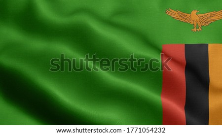 Close up waving flag of Zambia