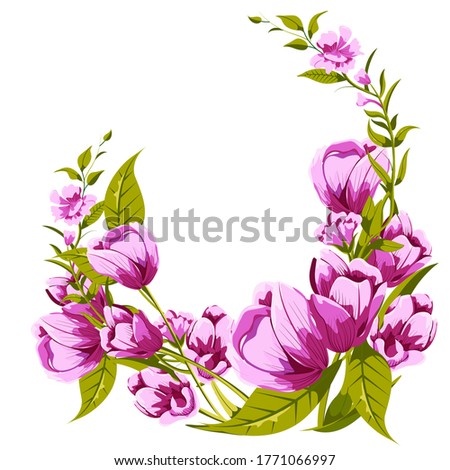 Beautiful fresh flower on floral spring background template for banner, wedding card invitation or greeting card design in vector