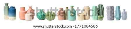 Different vases on white background Royalty-Free Stock Photo #1771084586