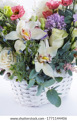 Wedding bouquet  isolated on white. Fresh, lush bouquet of colorful flowers. Close up