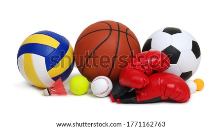 Sports equipment isolated on white background Royalty-Free Stock Photo #1771162763