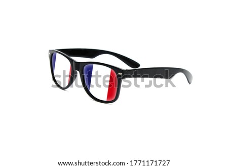 France flag printed sunglasses isolated on white background close-up
