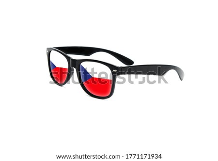 Czech Republic flag printed sunglasses isolated on white background close-up
