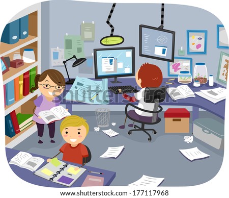 Illustration of Little Kids Doing Some Research in the Experiment Room