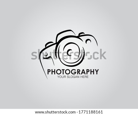 Hand drawn of camera photography logo, icon, design template