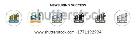 Measuring success icon in filled, thin line, outline and stroke style. Vector illustration of two colored and black measuring success vector icons designs can be used for mobile, ui, web