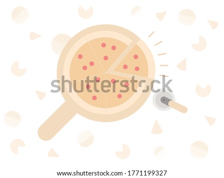 Serving of delicious sausage pizza, vector illustration. Fresh pizza with sausage. Traditional italian fast food. Junk food, comfort food concept. perfect for Pizza restaurant poster, banner, etc.