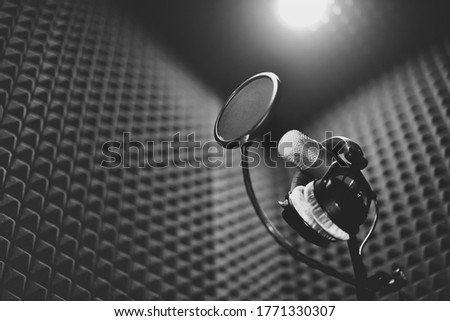 Set for professional sound records in black and white style