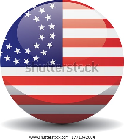 US national circle button flag with 35 stars, background texture. United States Vector illustration symbol. July 4, 1863.