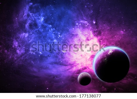 Pink Planet and Nebula - Elements of this image furnished by NASA