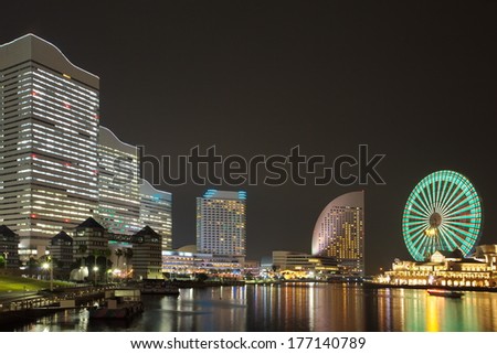 Yokohama skyline at minato mirai area at night view