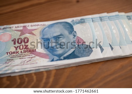 Bunch of 100 Turkish Currency Lira Banknotes