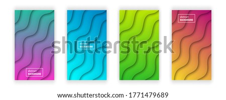 Abstract minimal wave geometric background.  Set of four wave layer shape for banner, templates, cards. Vector illustration.
