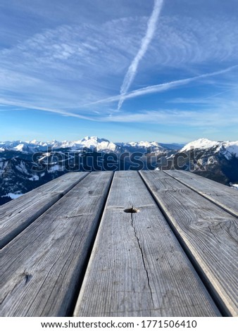Winter Idillic Bench to Ski Mountains