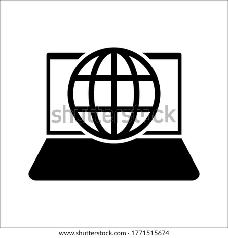 Laptop network connection icon on white background