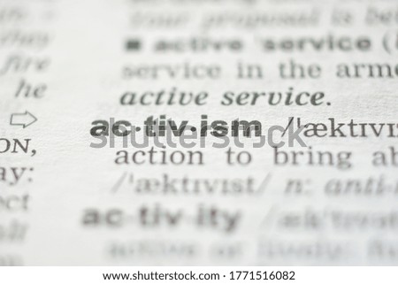 Word ACTIVISM in the dictionary Royalty-Free Stock Photo #1771516082