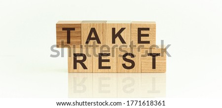 Take Rest, word cube with white background