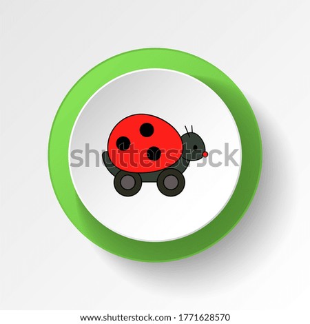 cartoon bug lady toy colored button icon. Signs and symbols can be used for web, logo, mobile app, UI, UX