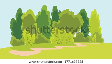 Nature lanscape with tree. Family hiking