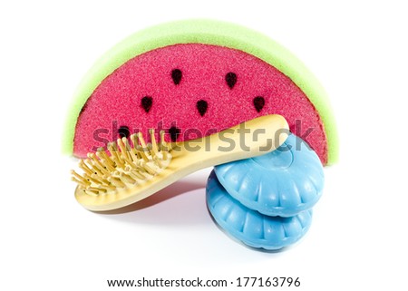 Blue Soap with Massage brush and Bath Sponge 