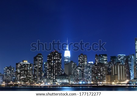 Midtown Manhattan skyline at Night Lights, New York City