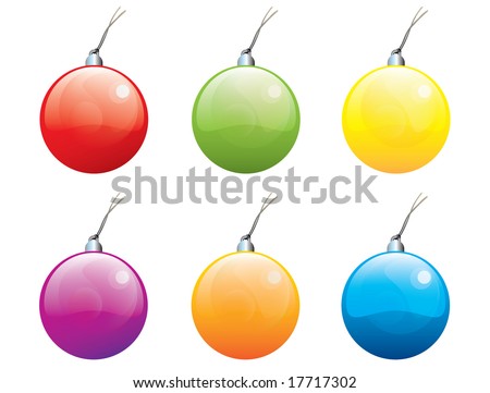 isolated Christmas balls against white background