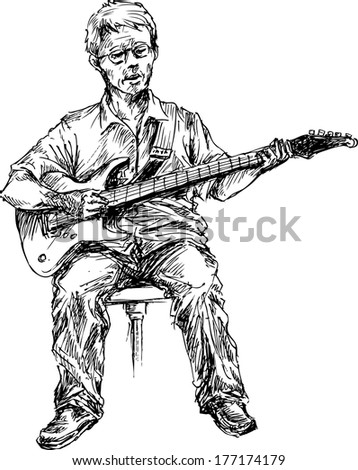 hand drawn guitar player