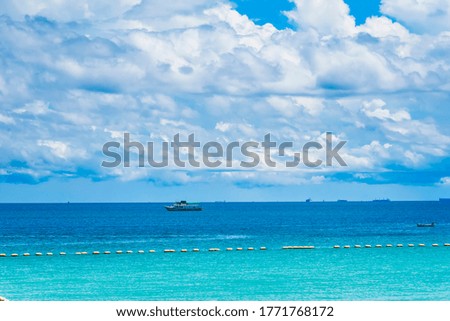 The pictures of clear skies and beautiful clouds and the beach during the day time