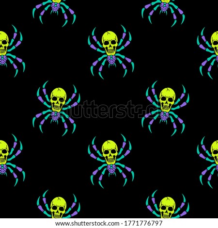 color spider on black background