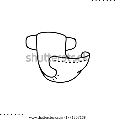 Disposable nappy for baby, diaper with elastic waist, adsorbent underwear vector icon in outlines   Royalty-Free Stock Photo #1771807139