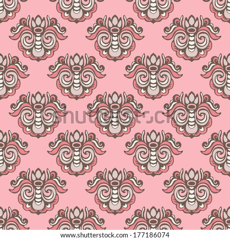 pink abstract damask flower vector