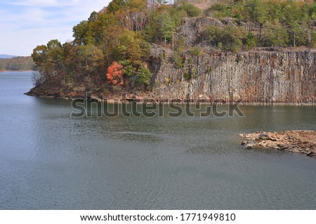 Fall landscape of granite rockface mountain with Autumn colors