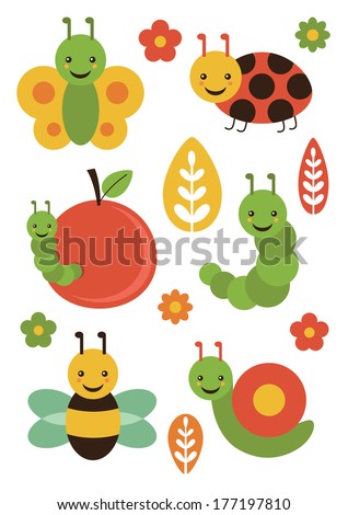 cute insect set. vector illustration