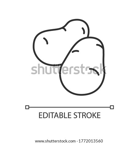 Potato pixel perfect linear icon. Fresh vegetable to prepare snack. Foodstuff from grocery store. Thin line customizable illustration. Contour symbol. Vector isolated outline drawing. Editable stroke Royalty-Free Stock Photo #1772013560