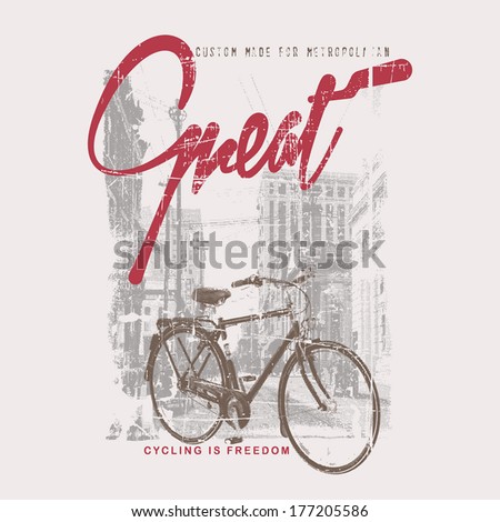 Cycling themed t shirt printing design.