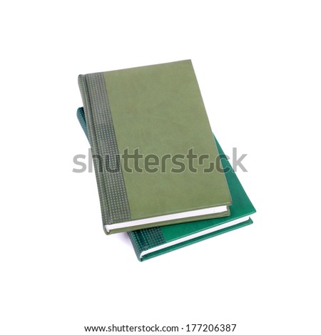 two green planners isolated on white