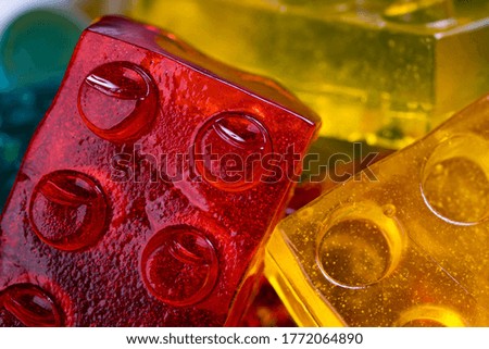 sweet flavored colorful bricks of gelatin