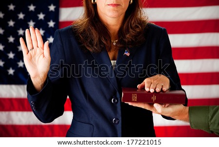 Politician: Taking an Oath of Political Office Royalty-Free Stock Photo #177221015