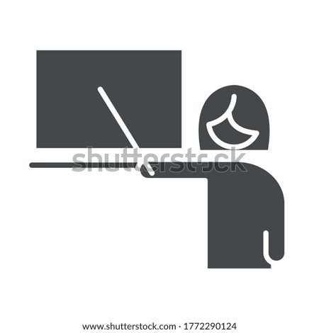 teach school and education female teacher with blackboard silhouette style icon vector illustration
