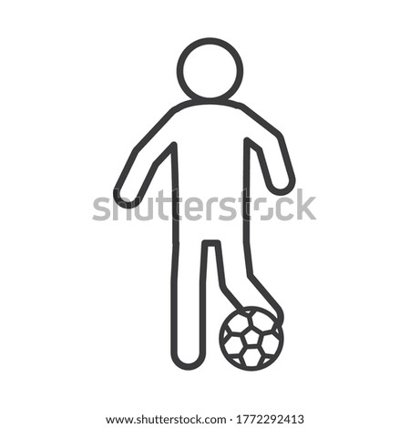 soccer game, player kicking ball league recreational sports tournament line style icon vector illustration