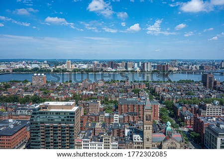 Boston, Massachusetts Aerial and river view. 